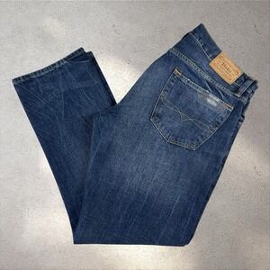 Polo Ralph Lauren VARICK Slim Straight Distressed Patchwork Jeans Men's 36x31